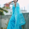 Half Silk Jamdani Saree -sky blue