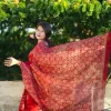 Half Silk Jamdani Saree -red