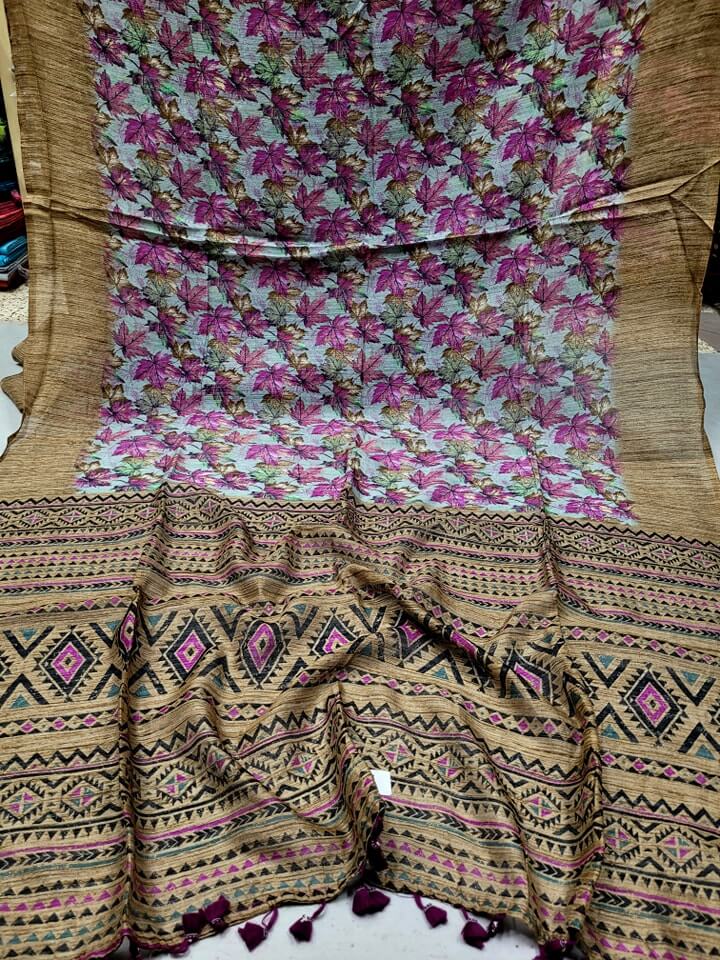 Indian Tussar Silk Saree TS018 1 Indian Tosor Silk