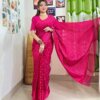 Jamdani Saree Half Silk Tancel Hot Pink