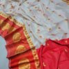 Katan Saree - White and Red