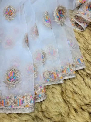 Original Indian Exclusive Organza Silk Saree OSS14 2 Original Indian Exclusive Organza Silk Saree 12