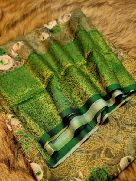 Floral Print Kanjivaram Cotton Saree 1 Floral Print Kanjivaram Cotton Saree 1 1