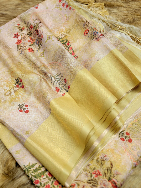 Floral Print Kanjivaram Cotton Saree 1 Floral Print Kanjivaram Cotton Saree 2 1