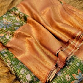 Floral Print Kanjivaram Cotton Saree 4 1