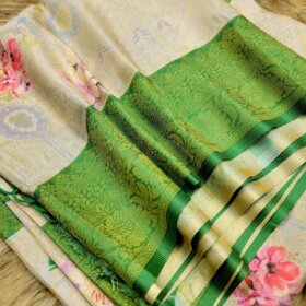 Floral Print Kanjivaram Cotton Saree 5 1