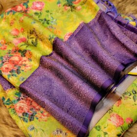 Floral Print Kanjivaram Cotton Saree 6 1
