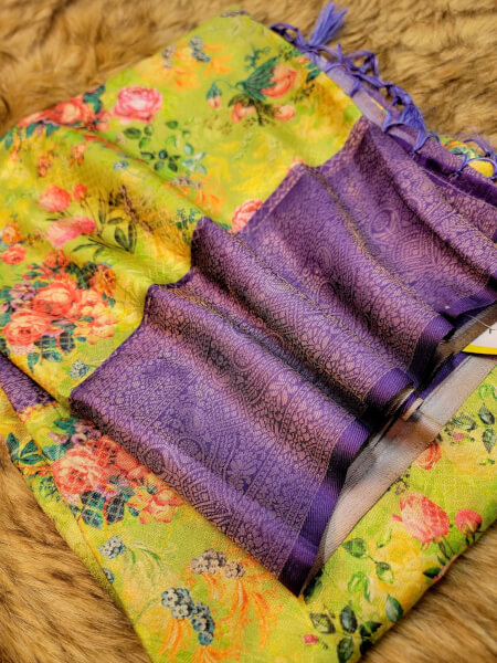 Floral Print Kanjivaram Cotton Saree 1 Floral Print Kanjivaram Cotton Saree 6 1