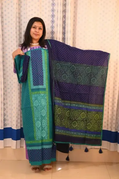 Orko Rubia Century Voile Three Piece - Block Print 46 1 Orko Rubia Century Voile Three Piece Block Print 16