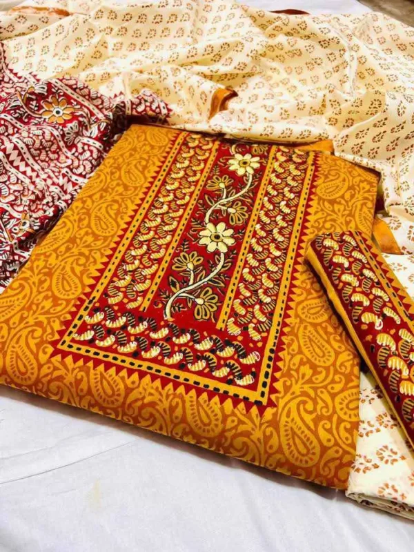 Orko Rubia Century Voile Three Piece Block Print