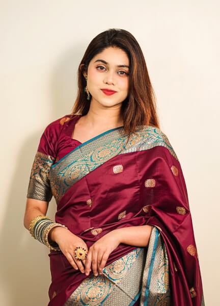 Kanjivaram Saree K0117 - Vivid Auburn 1 Kanjivaram Saree K0117 Vivid Auburn