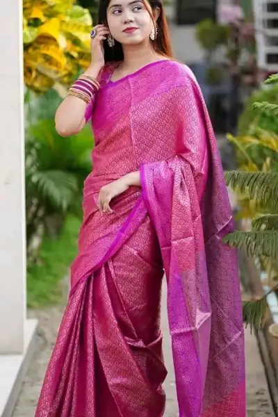 Kanjivaram Saree K0121 - Raspberry Rose 2 Kanjivaram Saree K0121 Raspberry Rose