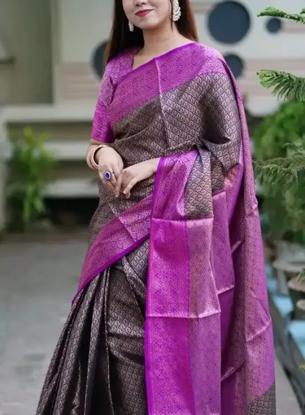 Kanjivaram Saree K0122 - Black Cat 1 Kanjivaram Saree K0122 Black Cat