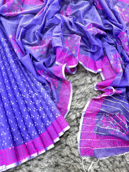 Half Silk Block Print Chumki Saree 3404 1 Half Silk Block Print Chumki Saree 11