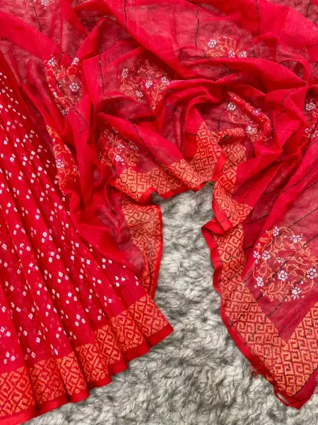 Half Silk Block Print Chumki Saree 5111 1 Half Silk Block Print Chumki Saree 3