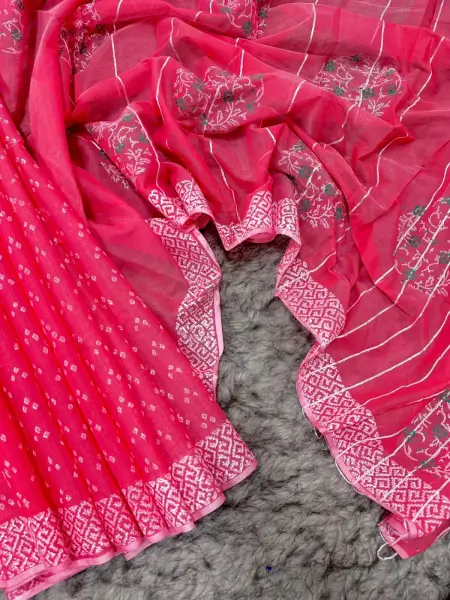 Half Silk Block Print Chumki Saree 9843 1 Half Silk Block Print Chumki Saree 30