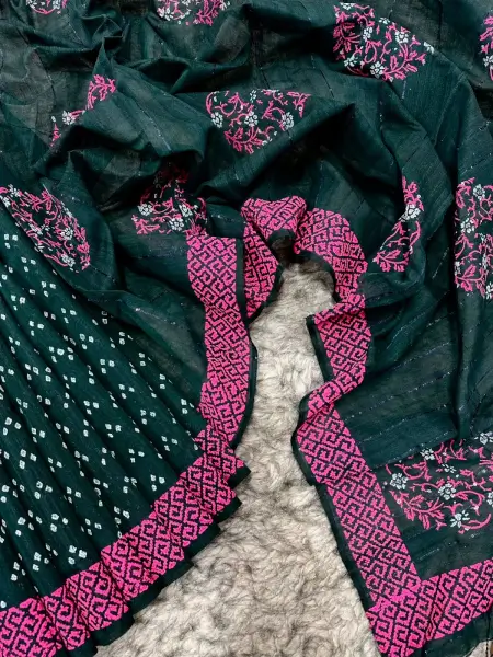 Half Silk Block Print Chumki Saree 9497 1 Half Silk Block Print Chumki Saree 33