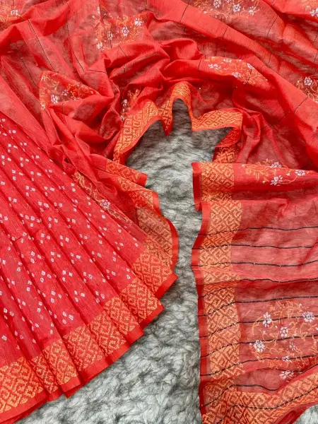 Half Silk Block Print Chumki Saree 4342 1 Half Silk Block Print Chumki Saree 6