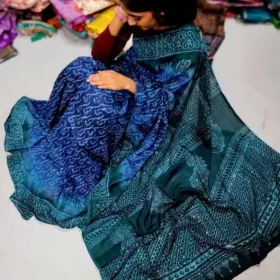 Original Tie Dye Silk Mom Batik Saree 14