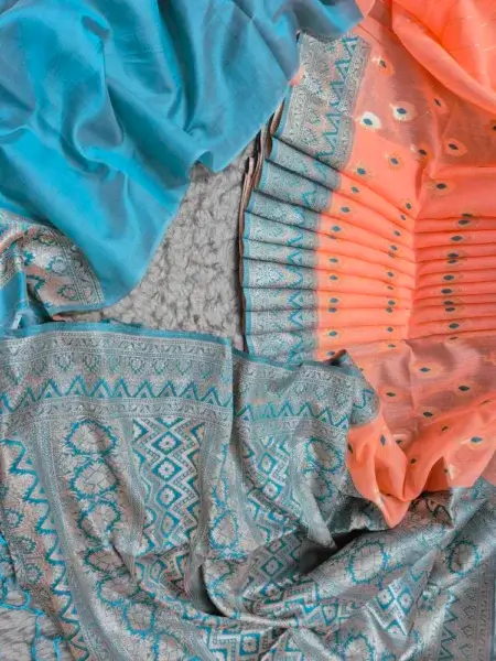 Original Indian Exclusive Kora Tasar Silk Saree 5